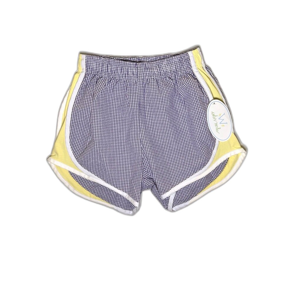 W Color Works Purple & White Gingham Shorts NWT LSU